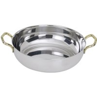 Contacto Edelstahl Beilagenschale, flach, 18 cm mit vergoldeten Griffen von Contacto