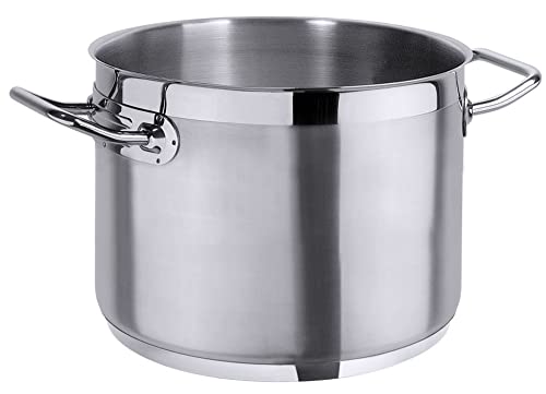 Contacto Edelstahl Kochtopf 32 cm, mittelhoch, seidenmatt gebürstet mit hochglänzendem Schüttrand, Sandwichboden, induktionsgeeignet, Kaltgriffe von Contacto