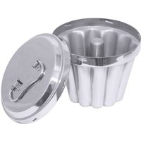 Contacto Puddingform Edelstahl 18/10 mit Innenrohr Ø 14 cm 1000 ml mit Deckel, poliert, Gastro-Qualität, Backform für Wasserbad & Desserts von Contacto
