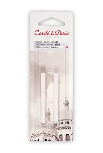 Conté à Paris 750399 Carré Weiß HB 2er Set – Hochwertige weiße Zeichenkreide für Skizzen & Zeichnungen – Perfekt für Highlights, Schattierungen & Negativtechnik – Ideal für Künstler & Profis von Conté à Paris