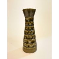 Jasba Vase Grün Glasierte Keramik Mid-Century Germany von ContempDecoArts