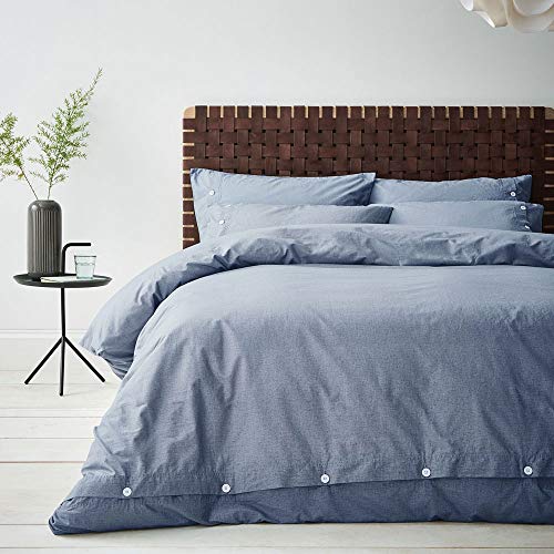 Content by Terence Conran Bettwäsche-Set, Gewaschene Textur, Baumwolle, Super-Kingsize-Bett, Blau von Content by Terence Conran