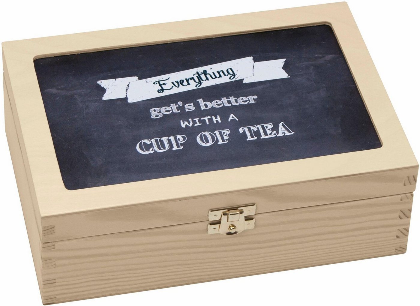 Contento Teebox Everything gets better with a cup of tea, Holz, (1-tlg) von Contento