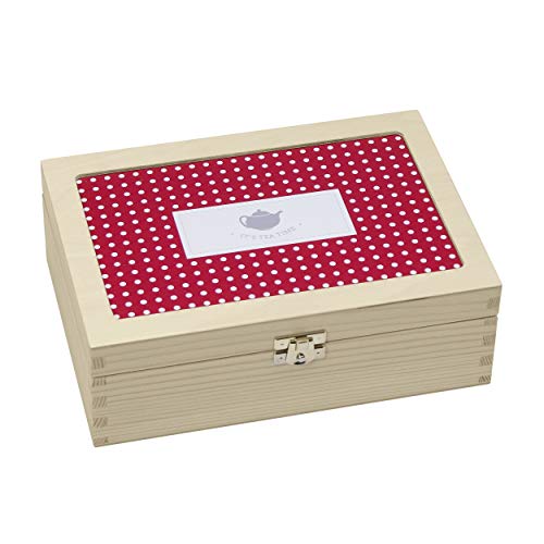 Contento Teebox aus Holz Punkte, Holzbox Bedruckt, 23,5x16,5x9cm von Contento
