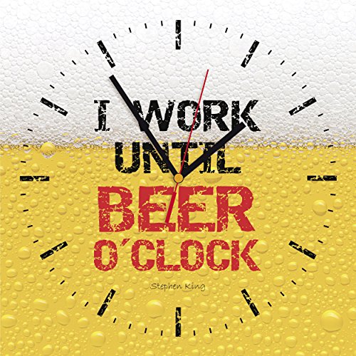 Contento Wanduhr Work Beer, Uhr aus MDF Bedruckt, 28x28x2,1cm von Contento