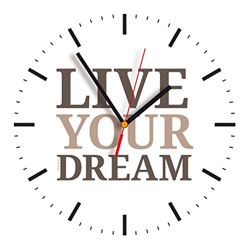 Contento Wanduhr LIVE Your Dream, Uhr aus MDF Bedruckt, 28x28x2,1cm von Contento