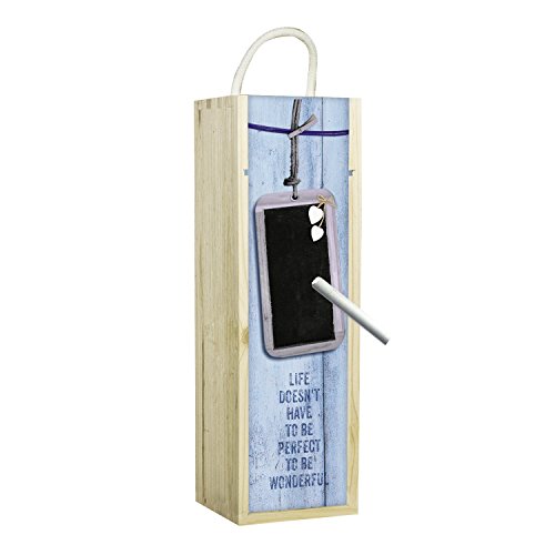 Contento Weinbox, Holz, blau, 34.5x11x10 cm von Contento