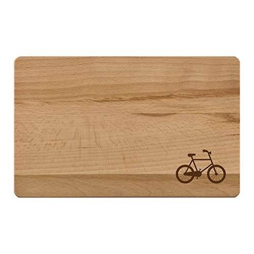 Frühstücksbrett Holz 24x15x1cm Schneidebrett aus geöltem Buchenholz FSC-Zertifiziert mit graviertem Motiv: Fahrrad von Contento