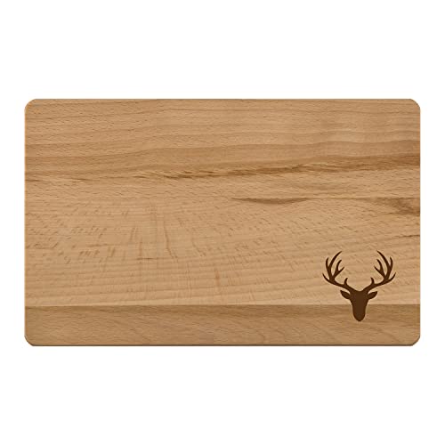 Frühstücksbrett Holz 24x15x1cm Schneidebrett aus geöltem Buchenholz FSC-Zertifiziert mit graviertem Motiv: Hirsch von contento