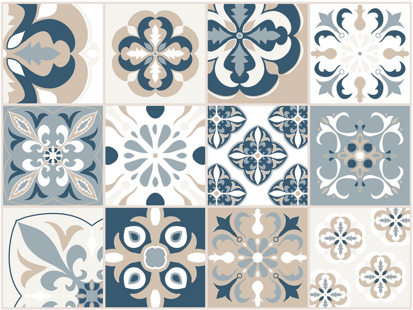 Platzset, Matteo, Contento, (Set, 4-St), Innen- & Außenbereich,wasserabweisend,Mosaik beige-blau,Fliesenmuster von Contento