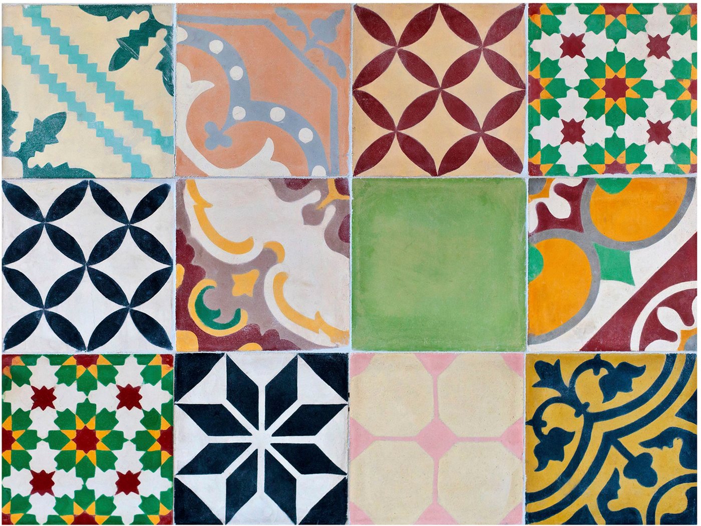 Platzset, Mosaik, grün, Contento, (Set, 4-St), für innen und außen geeignet, wasserabweisend von Contento