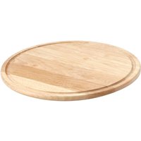 4 Stück Continenta Holz Pizzateller aus Gummibaumholz mit Rille für Flüssigkeiten, Pizzabretter, Holzteller, Größe: Ø 33 x 1,2 cm, Danto® Vorteils-Set von Continenta