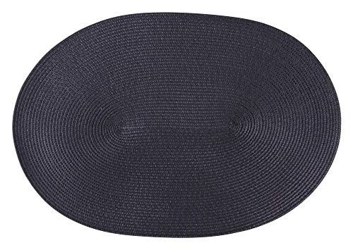 6 Stück Continenta Tischsets geflochten, ovale Form, Platzsets, Platzmatten, Tischmatten in Gastro Qualität, 45 x 31 cm, anthrazit, Set by Danto® von Continenta
