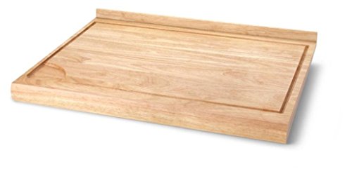 Continenta Nudelbrett aus Gummibaumholz, Backbrett, Arbeitsbrett mit Anschlagleiste und Flüssigkeits-Rille, Größe: 62 x 46,5 x 4,5 cm von Continenta