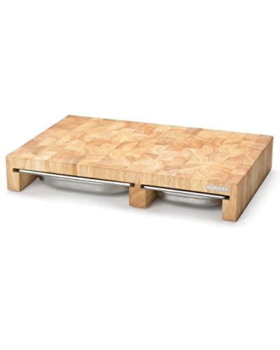 CONTINENTA Schneidebrett Mit 3 Auffangschalen | Holzbrett Mit Hitzebeständigem Edelstahl-Tablett | Aus Nachhaltigem Stirnholz (50x32,5x8,5cm) CONTINENTA Schneidebrett Mit 3 Auffangschalen | Holzbrett Mit Hitzebeständigem Edelstahl-Tablett | Aus Nachhaltigem Stirnholz (50x32,5x8,5cm) von Continenta