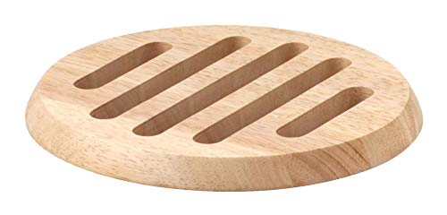 Continenta runder Holz-Untersetzer aus Gummibaumholz, Unterlage für Töpfe und Pfannen, Größe: Ø 20 x 1,5 cm von Continenta