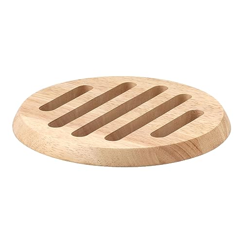 Continenta runder Holz-Untersetzer aus Gummibaumholz, Unterlage für Töpfe und Pfannen, Größe: Ø 20 x 1,5 cm von Continenta