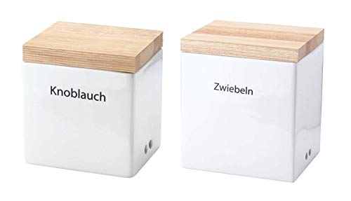 Continenta 2er Set Vorratsdose mit Holzdeckel 18 x 15,5 x 20,6cm und 14 x 12 x 15,3cm von Continenta