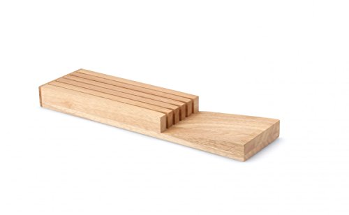 Continenta 30518 Messerblock für Schublade aus Gummibaumholz, Messerhalter, Schubladen Messerblock für 5 Messer, Größe: 39 x 11 x 3,5 cm (ohne Messer),Braun von Continenta