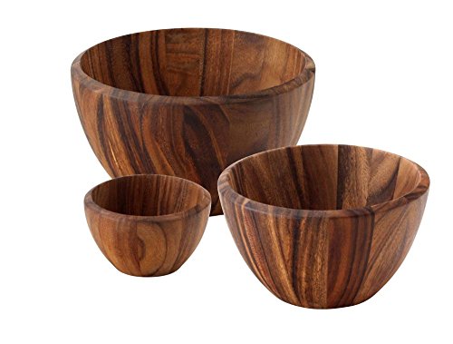 Continenta 3er Set Holzschüsseln Obstschalen aus Akazien-Kernholz, edle Holzmaserung, Ø 30 x 18 cm, Ø 25 x 14,5 cm und Ø 15,5 x 9 cm, Set by Danto® von Continenta
