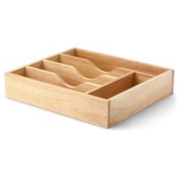 Continenta Besteckkasten aus Gummibaumholz mit 5 Fächern, Besteckeinsatz, Besteck-Schubladeneinsatz, Größe: 35 x 30 x 7 cm von Continenta