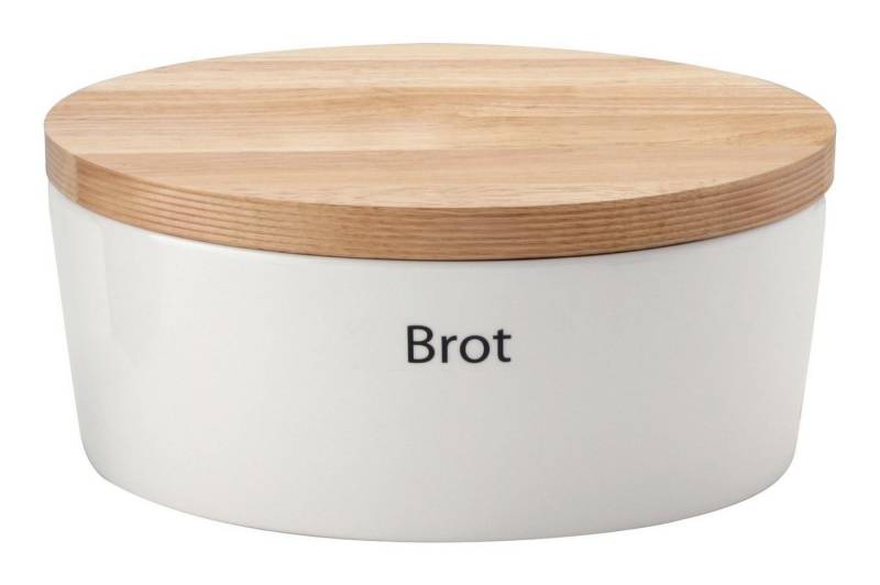 Continenta Brotkasten, Keramik, (Set, 1-tlg), Brottopf oval mit Holzdeckel, Rückseite als Schneidebrett nutzbar von Continenta