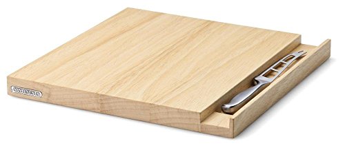 Continenta Käse Schneidebrett inkl. Käsemesser, Käsebrett aus Gummibaumholz, Größe: 25 x 25 x 2,5 cm von CONTINENTA