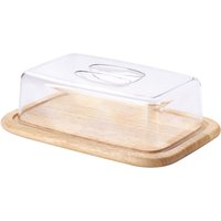 Continenta Käseglocke, Käsebrett, 2-teilig, eckig, aus Gummibaumholz, Größe: 30 x 20 x 8,5 cm von Continenta