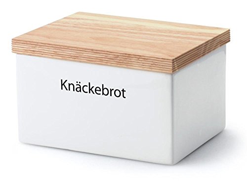 Continenta Knäckebrotdose, Knäckebrotbox, Vorratsdose für Knäckebrot mit Holzdeckel, mit Schrift: Knäckebrot, Größe: 17,5 x 13,5 x 11 cm von Continenta