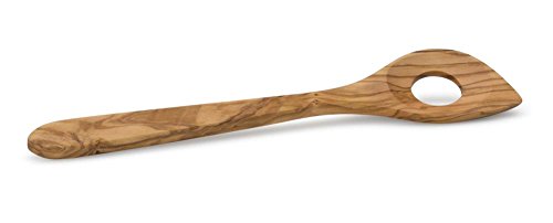 Continenta Kochlöffel, Rührlöffel, Holzlöffel, mit Ecke und Loch, aus Olivenholz, 30 cm von Kochlöffel mit Ecke und Loch