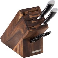 Continenta Messerblock aus Akazie Kernholz mit Schlitzen für 5x Messer, Wetzstahl und Schere, Größe 22 x 9,5 x 20 cm (ohne Messer) von Continenta