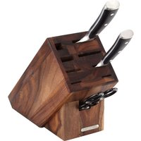 Continenta Messerblock aus Akazie Kernholz mit Schlitzen für 7x Messer, Wetzstahl und Schere, Größe 22 x 11,5 x 22 cm (ohne Messer) von Continenta
