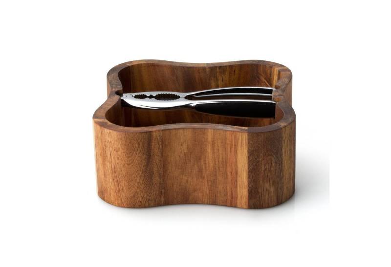 Continenta Schneidebrett Nussschale aus Akazie 24,5 cm mit Qualitätsknacker, Holz von Continenta