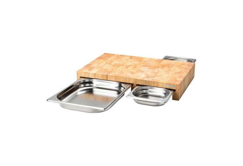 Continenta Schneidebrett Schneidebrett aus Stirnholz mit 3 Schubladen, Holz von Continenta