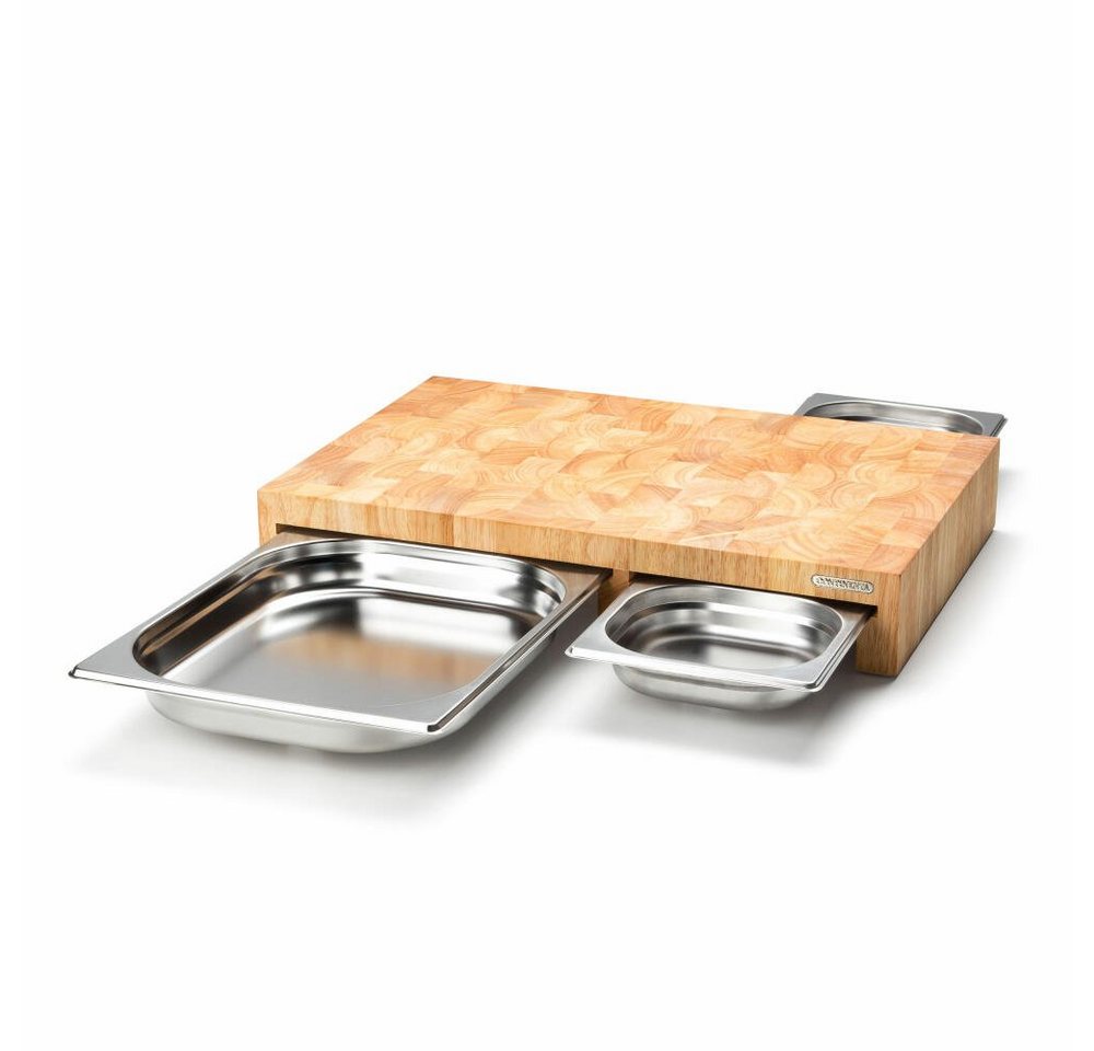 Continenta Schneidebrett Stirnholz mit 3 Edelstahl-Schubladen 4-tlg., Holz Continenta Schneidebrett Stirnholz mit 3 Edelstahl-Schubladen 4-tlg., Holz von Continenta