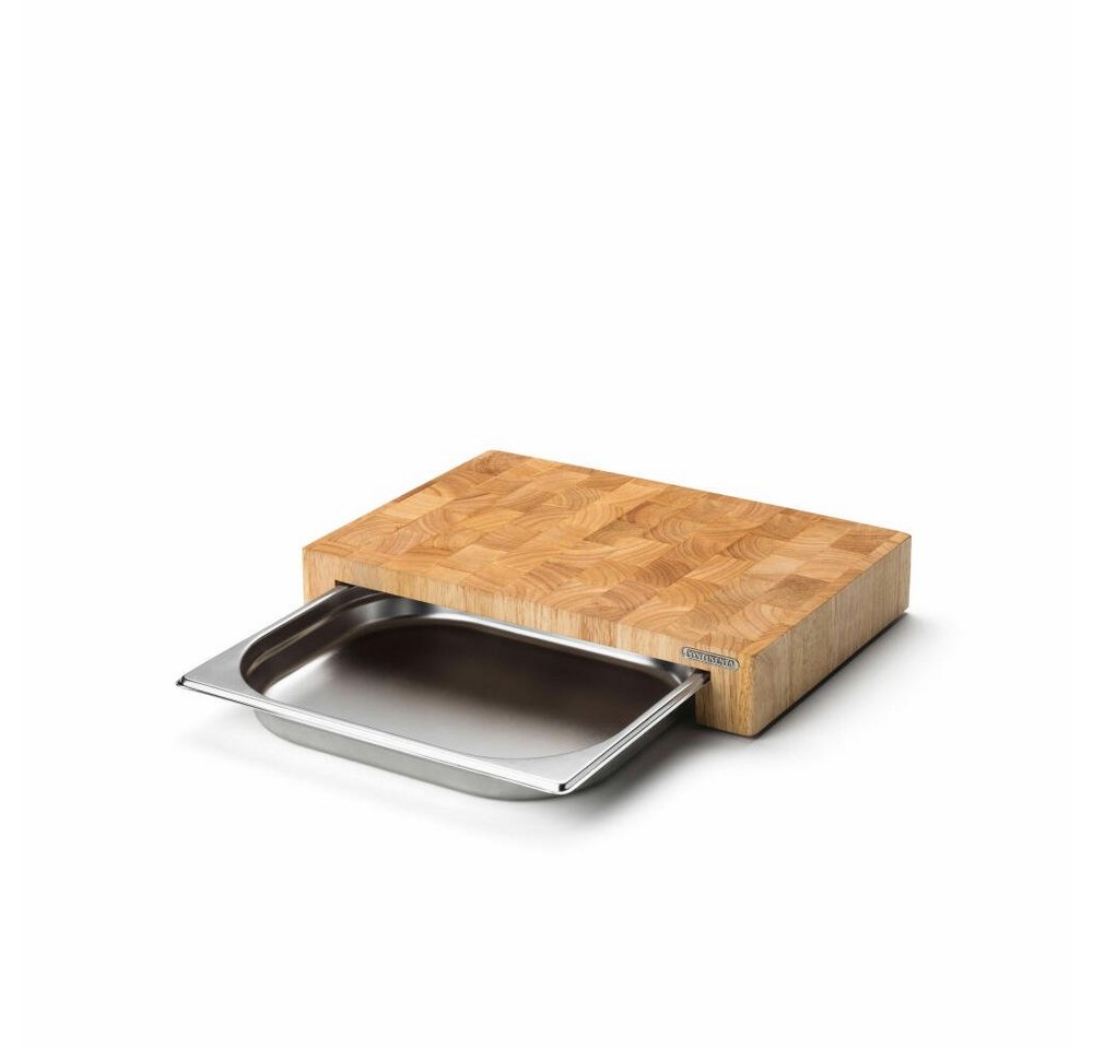 Continenta Schneidebrett Stirnholz mit Edelstahl-Schublade 39 x 27 cm, Holz von Continenta