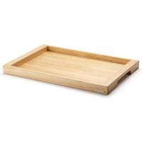 Continenta Serviertablett 54 x 36 cm aus Massiv-Gummibaumholz, Höhe 4,3 cm, Holztablett, hohe Griffmulden von Continenta