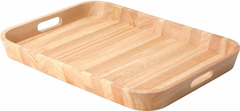 Continenta Tablett, Holzwerkstoff, (1-tlg), Handarbeit, aus einem Holzblock gearbeitet von Continenta