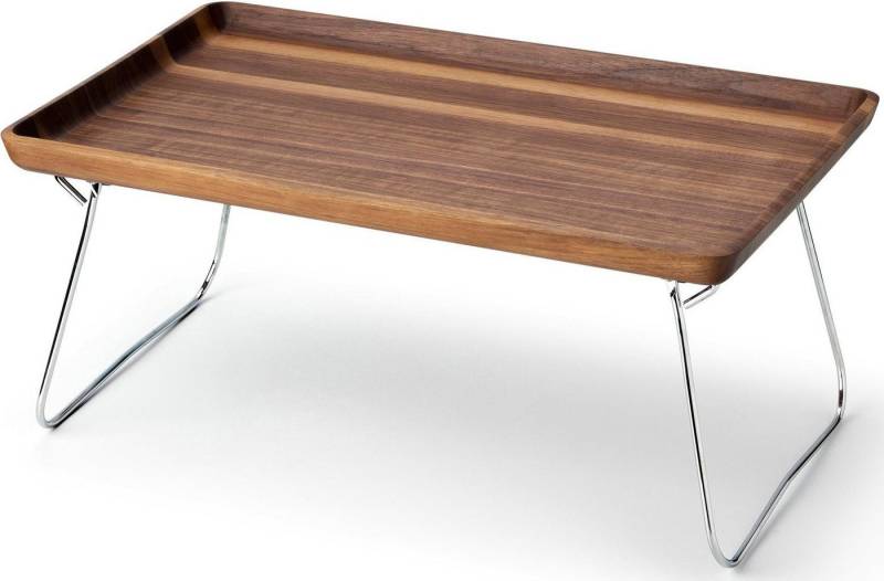 Continenta Tablett, Walnuss-Holz, verchromte Füße, Made in Germany von Continenta