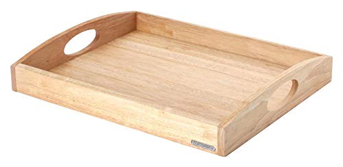 Continenta Tablett aus Gummibaumholz, Frühstückstablett, Holz-Serviertablett, Servierbrett, rechteckig, Größe: 44 x 35 x 5 cm von Continenta