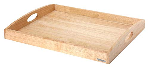 Continenta Tablett aus Gummibaumholz, Frühstückstablett, Holz-Serviertablett, Servierbrett, rechteckig, Größe: 54 x 42 x 5 cm von Continenta