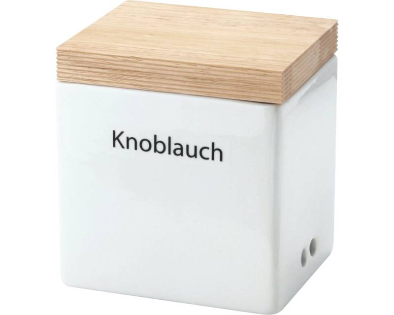 Continenta Vorratsdose Continenta Vorratsdose mit Holzdeckel, Weiß/Braun, 14 x 12 x 15,5 cm von Continenta