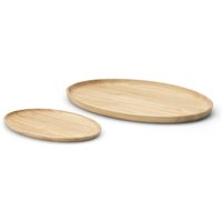 Continenta ovales Serviertablett aus Gummibaumholz, Holz-Servierschale, Brotzeitplatte mit erhöhtem Rand, Größe: 36,5 x 25 x 2 cm, 1 Stück von Continenta