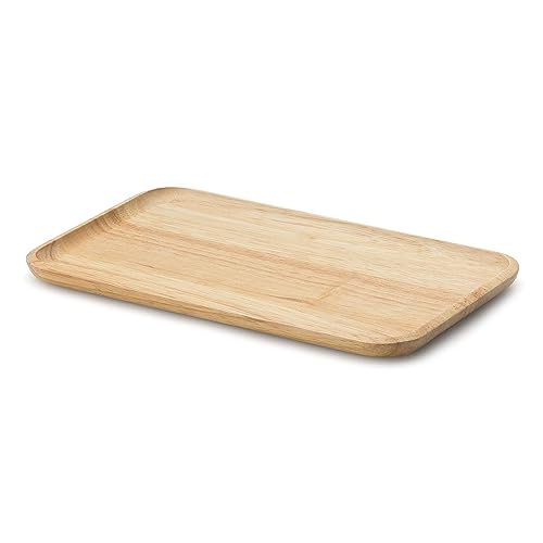 Continenta rechteckige Brotzeitplatte aus Gummibaumholz, Servierschale, Serviertablett mit erhöhtem Rand, Größe: 22 x 13 x 1,2 cm, 1 Stück von Continenta