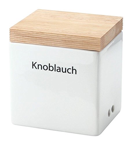 Continenta Vorratsdose mit Holzdeckel, Weiß/Braun, 14 x 12 x 15,5 cm von Continenta
