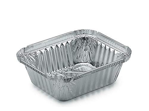 Aluschalen Grill eckig mit Deckel ohne Deckel Grillschale Aluminium Schale Tropfschale Menüschalen Einwegschale Fettauffangschale 470ml 14x12cm, Wunsch:Nur Schale, Stück:100 Stück von Contital