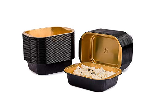 Contital Eclipse AS220497 Behälter für 1 Portion aus lackiertem Aluminium mit Griffen Schwarz/Gold, Linie Eclipse, Luxury Food Delivery – extra stabil, 50 Stück von Contital