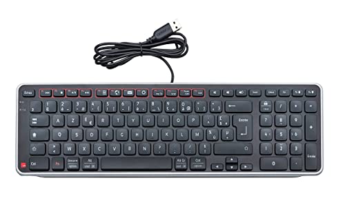 Contour Balance Keyboard Wired | kabelgebundene Tastatur | Französisches Layout | Super Slim | Ziffernblock + Multimedia-Tasten | Haus und Büro | für Windows und Mac von Contour