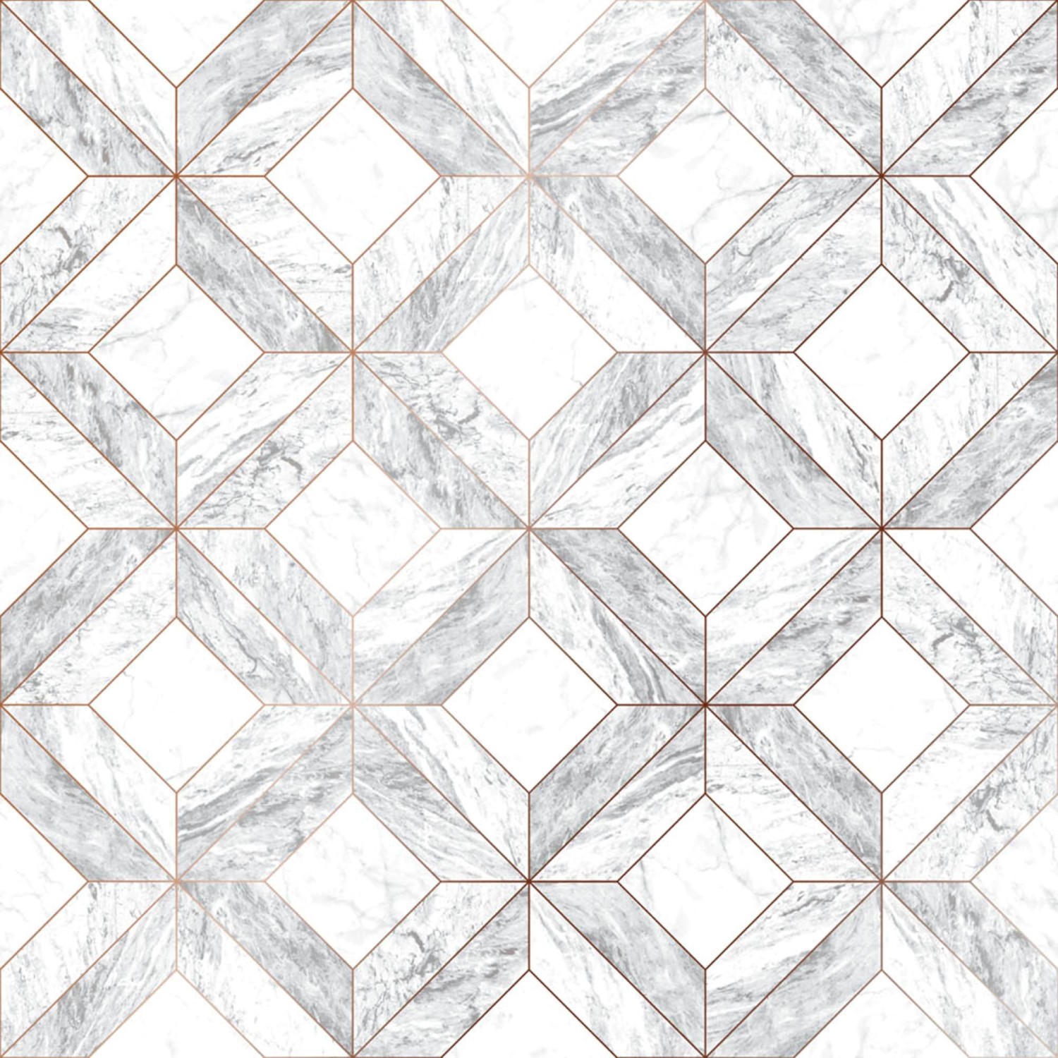 Contour Vliestapete Marble Marquetry White Rose Gold 10,05 x 0,52 m von Contour