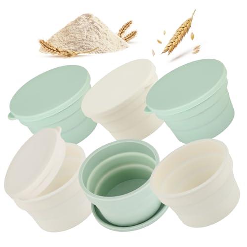 Pizzaballenbox mit Deckel, 4er/6er Set Teigbox aus antihaftendem Silikon, Innovative Teigbox aus löse-leichtem Silikon - Stapelbare Gärbox - Pizzateig Zubehör Box für 250-300g Teiglinge(6Pcs) von Contraxump